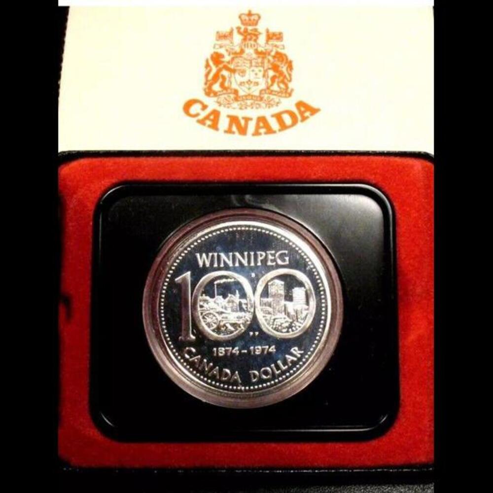 1974 Canada  Canadian Silver Dollar Silver Winnipeg Commemorative - Picture 2 of 3
